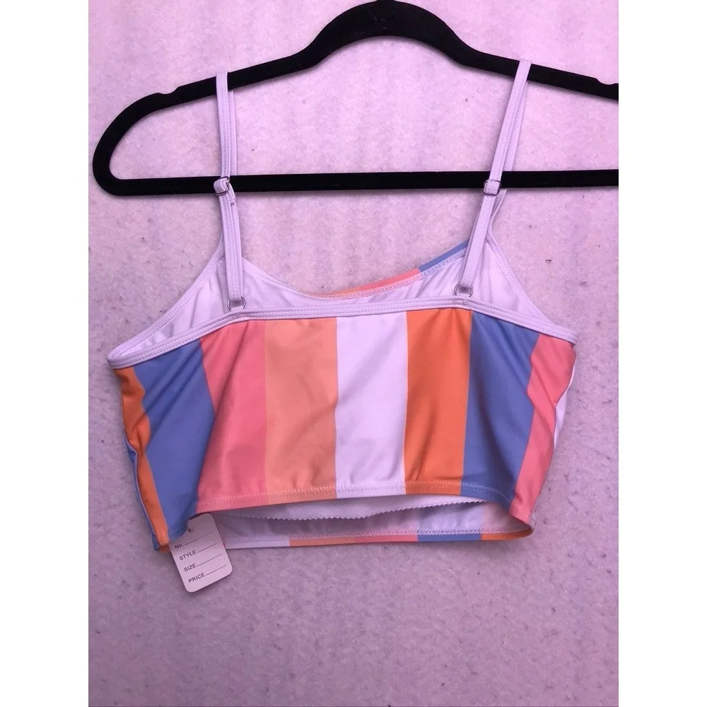 Boutique Stripe Bikini Set Womens Small Multicolor High Waist Padded Two Piece